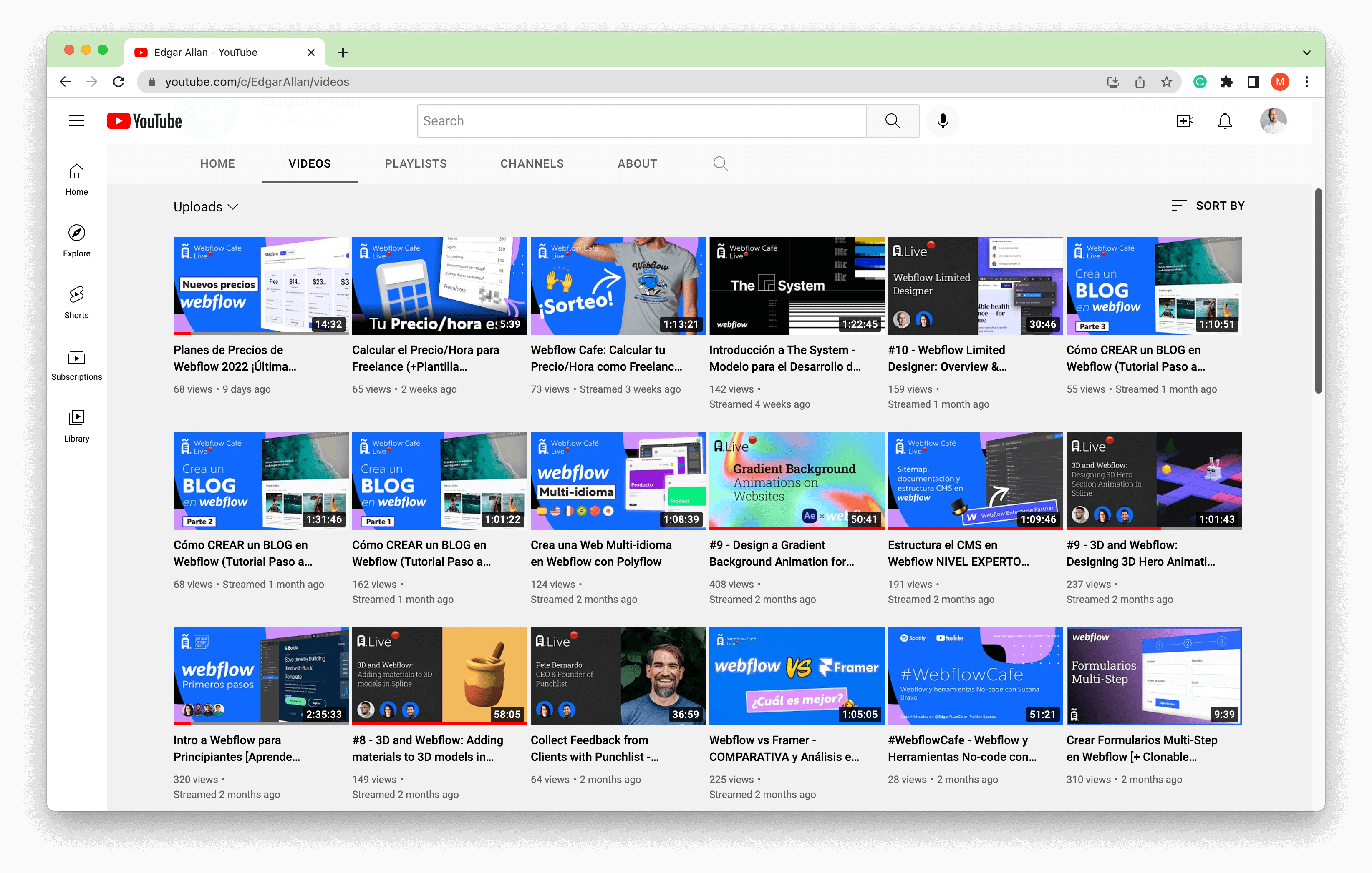 Image of the YouTube channel for Edgar Allan